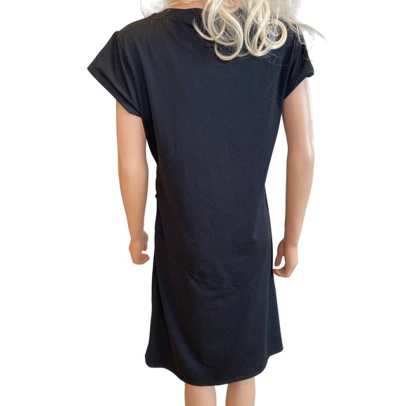 Alpine Design Black Faux Wrap Athleisure Studio Dress Women’s XL Cap Sleeves - Picture 5 of 12